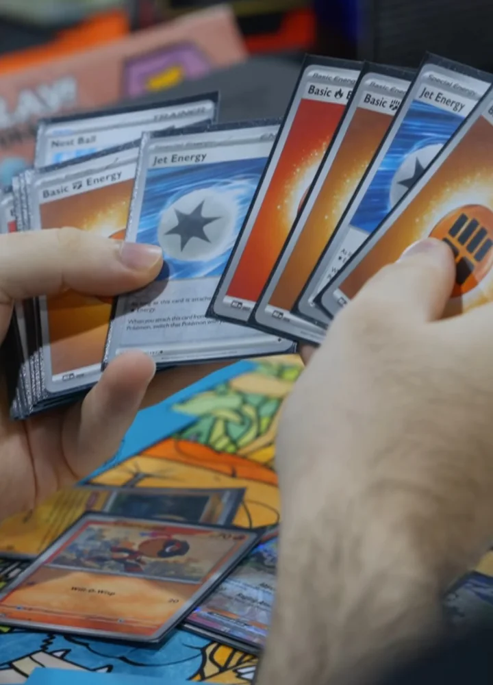 A hand of trading cards mid-game at tabletop.me